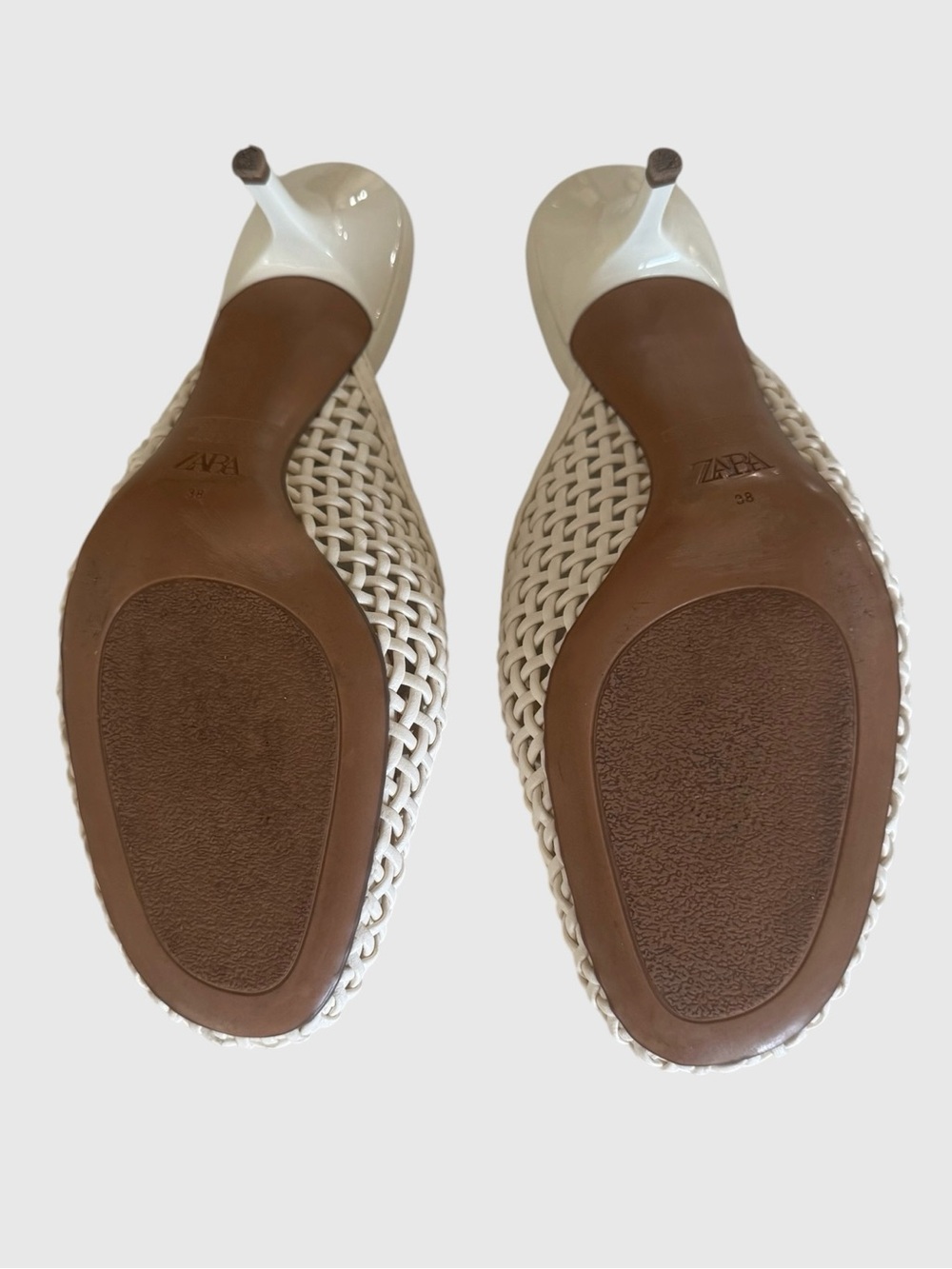 Zara Braided Vegan Leather Slip On Kitten Heel Mules - Picture 6 of 7